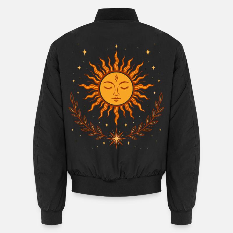 Mittsommer Sonne – Boho Symbol - Unisex Bomberjacke - Schwarz