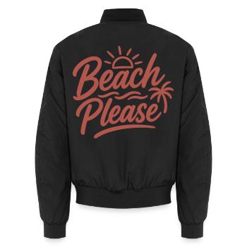 Plage, s’il vous plaît, Sunset Palm - Bomber unisexe - noir - Dos - AI Model Male 185 light (185cm)