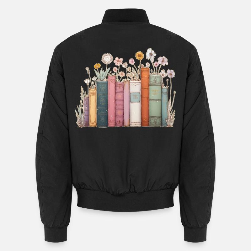 Bücher mit Blumen Unisex Bomberjacke