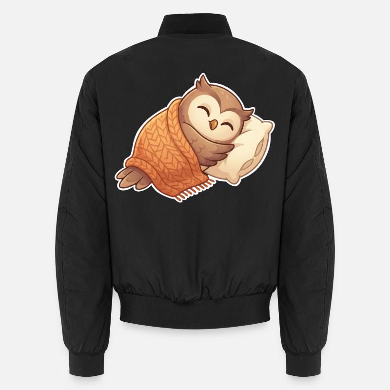 Owl Sleeping - Unisex Bomber Jacket - black