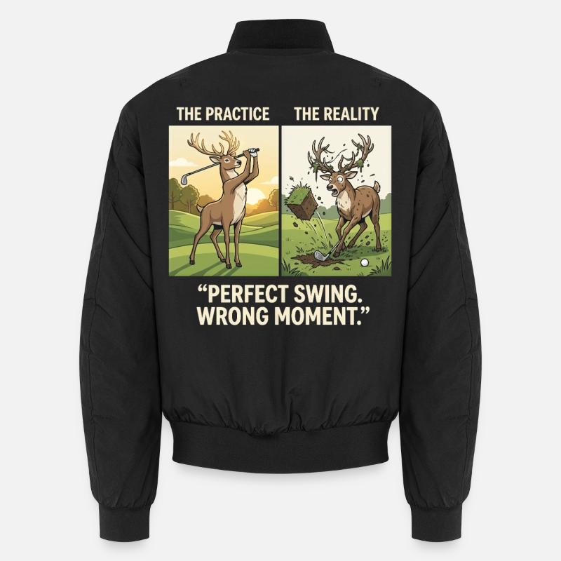 Perfect Swing Wrong Moment Golf Deer Funny Unisex Bomber Jacket