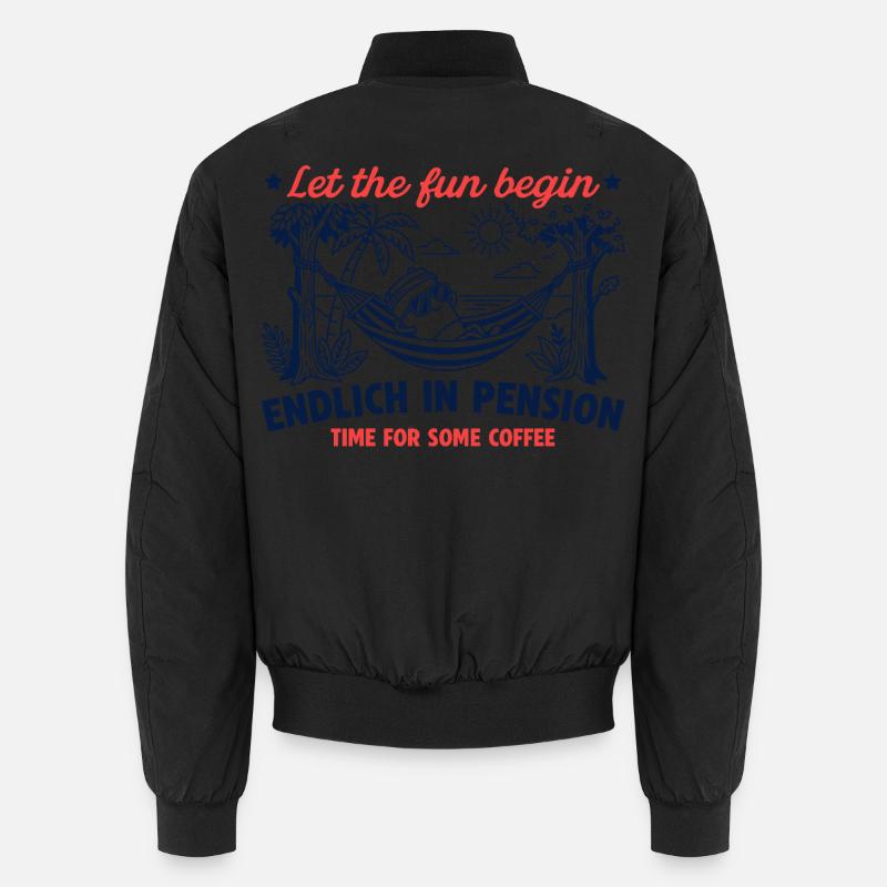 Endlich in Pension Retro Kaffee - Unisex Bomberjacke - Schwarz