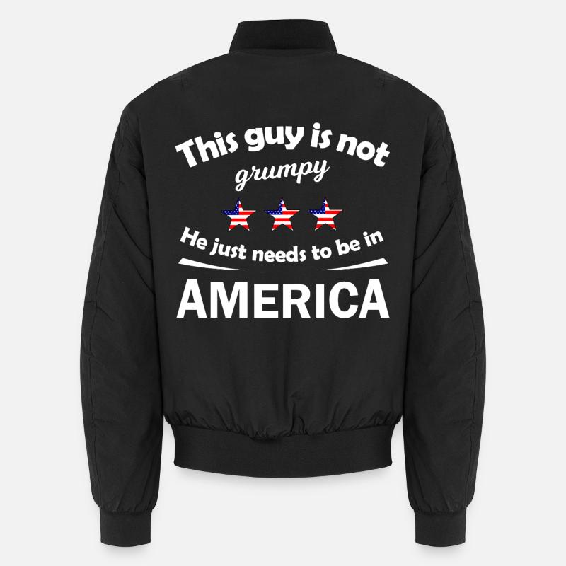 Not Grumpy Guy in America - Unisex Bomber Jacket - black