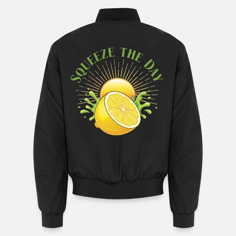 Squeeze the Day Lemon Splash - Unisex Bomber Jacket - black