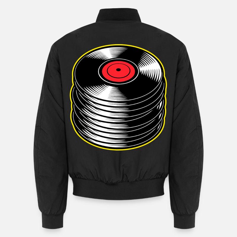 Vinyl Albums Stack - Unisex Bomber Jacket - black