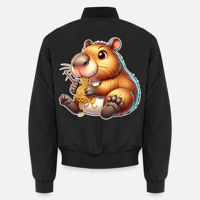 Capybara Pasta - Unisex Bomberjacke - Schwarz