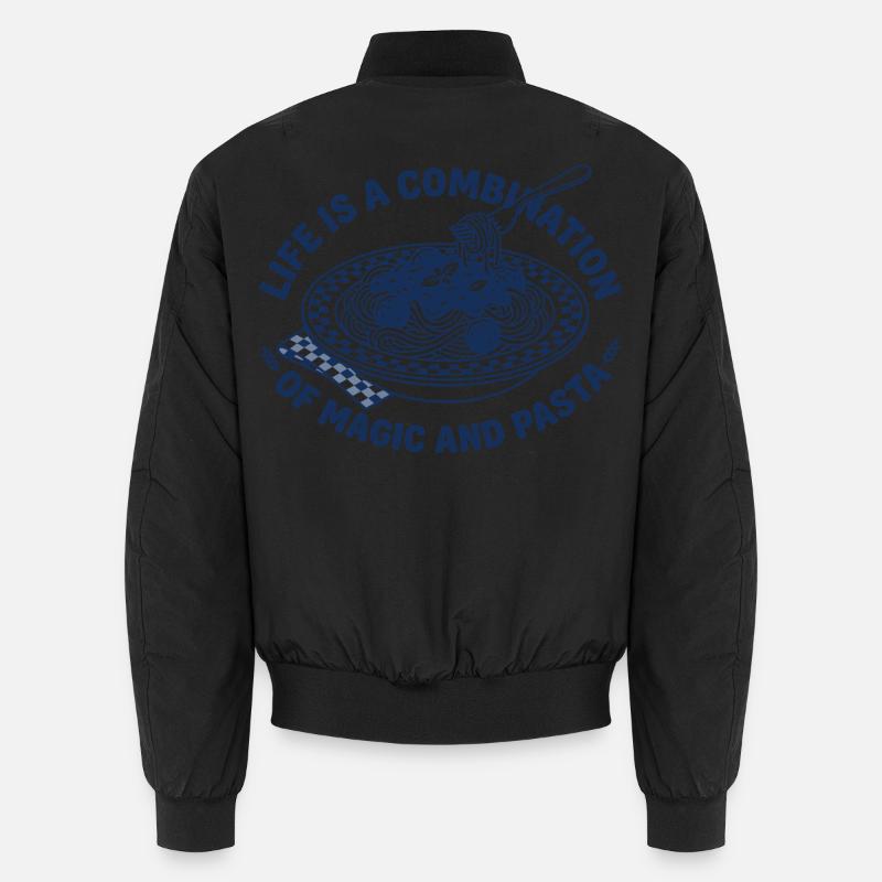 Pasta Plate Retro - Spaghetti Lover - Unisex Bomber Jacket - black