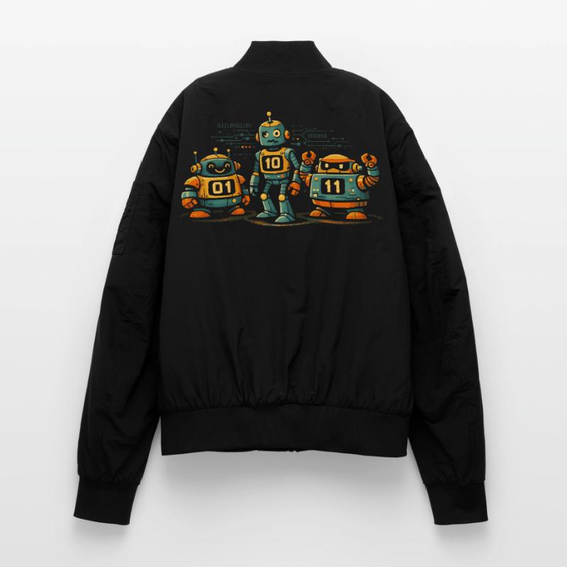 Geek Robots Binary Code Computer Science IT Unisex Bomber Jacket