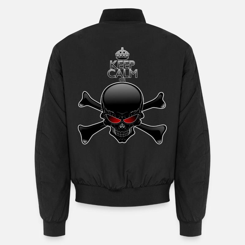 Bleib ruhig oder sterbe, Schwarzer Schädel - Unisex Bomberjacke - Schwarz