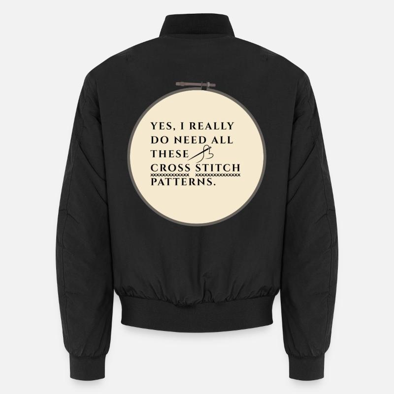 Cross Stitch Pattern Obsession - Unisex Bomber Jacket - black