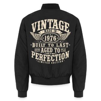 Vintage 1976 Jahrgang Geburtstag Geschenk Retro - Unisex Bomberjacke - Schwarz - Hinten - AI Model Male 185 light (185cm)