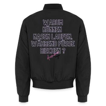 Warum Nasen Laufen, Füße Riechen - Unisex Bomberjacke - Schwarz - Hinten - AI Model Male 185 light (185cm)