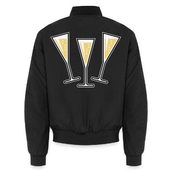 3 Sektgläser (Sekt / Trichter / Zu / 3C) - Unisex Bomberjacke - Schwarz - Hinten - AI Model Male 185 light (185cm)