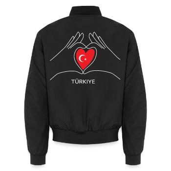 Türkei Herz mit Türkischer Flagge Türkiye Fan - Unisex Bomberjacke - Schwarz - Hinten - AI Model Male 185 light (185cm)