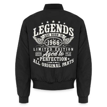 1966 Vintage Born Legends Vintage Birthday - Unisex Bomber Jacket - black - Back - AI Model Male 185 light (185cm)