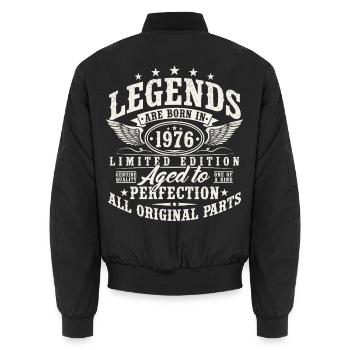 1976 Jahrgang geboren Legenden Vintage Geburtstag - Unisex Bomberjacke - Schwarz - Hinten - AI Model Male 185 light (185cm)