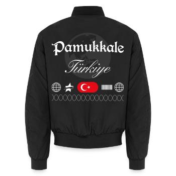Pamukkale Türkei Streetwear Reise Souvenir - Unisex Bomberjacke - Schwarz - Hinten - AI Model Male 185 light (185cm)
