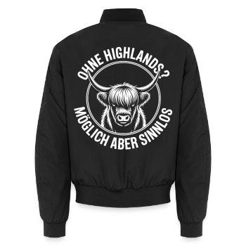 Highland Rind Maskottchen Logo - Unisex Bomberjacke - Schwarz - Hinten - AI Model Male 185 light (185cm)