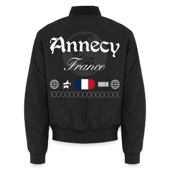Arosa Schweiz Streetwear Reise Souvenir - Unisex Bomberjacke - Schwarz - Hinten - AI Model Male 185 light (185cm)