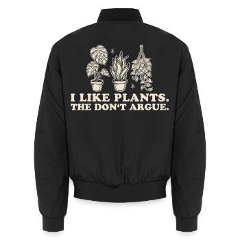 J’aime les plantes. Ils ne se disputent pas. - Bomber unisexe - noir - Dos - AI Model Male 185 light (185cm)