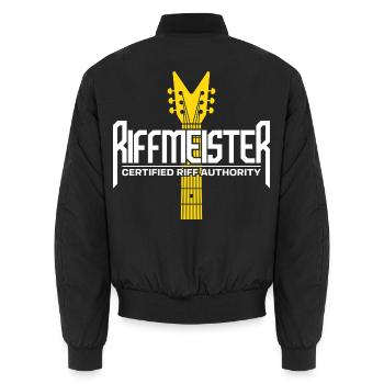 Riffmeister Guitar - Unisex Bomber Jacket - black - Back - AI Model Male 185 light (185cm)