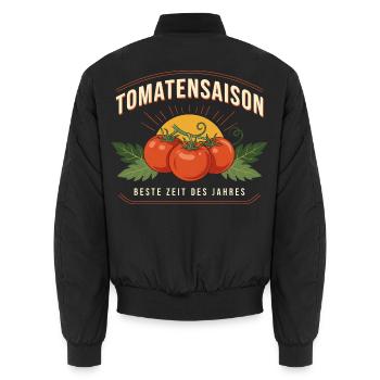 Tomatensaison Frische Retrozeichen - Unisex Bomberjacke - Schwarz - Hinten - AI Model Male 185 light (185cm)