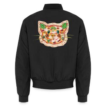 Chat à pizza - Bomber unisexe - noir - Dos - AI Model Male 185 light (185cm)