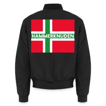 Hammerknuden Bornholm Flagge - Unisex Bomberjacke - Schwarz - Hinten - AI Model Male 185 light (185cm)