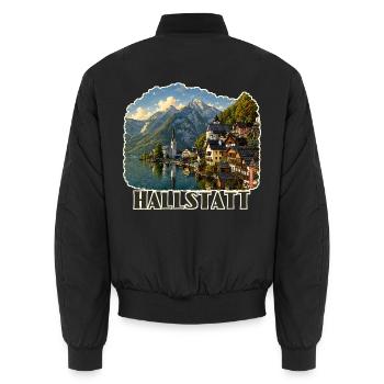Hallstatt Austria - Unisex Bomberjacke - Schwarz - Hinten - AI Model Male 185 light (185cm)