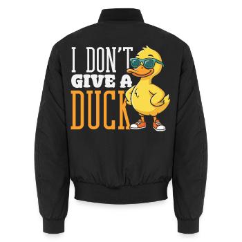 Funny Ducks Motif Ducks Lover Sayings - Unisex Bomber Jacket - black - Back - AI Model Male 185 light (185cm)