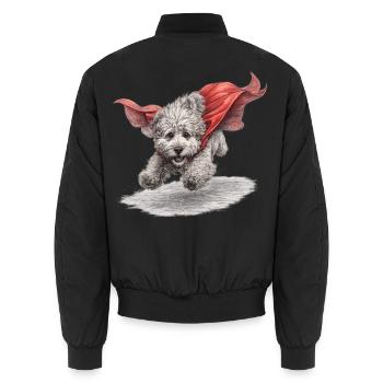 Super Dog Flying to the Rescue - Unisex Bomber Jacket - black - Back - AI Model Male 185 light (185cm)
