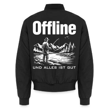 Offline am See - Unisex Bomberjacke - Schwarz - Hinten - AI Model Male 185 light (185cm)
