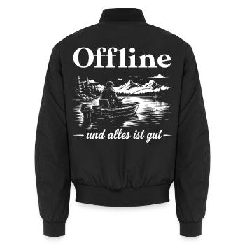 Angeln Natur - Unisex Bomberjacke - Schwarz - Hinten - AI Model Male 185 light (185cm)