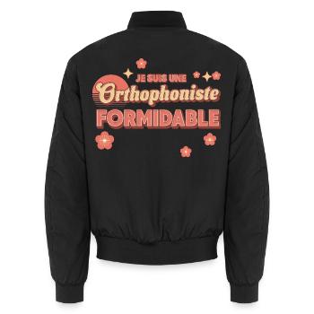 Orthophoniste Formidable - Bomber unisexe - noir - Dos - AI Model Male 185 light (185cm)