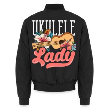 Lustiges Ukulele Designs Und Sprüche - Unisex Bomberjacke - Schwarz - Hinten - AI Model Male 185 light (185cm)