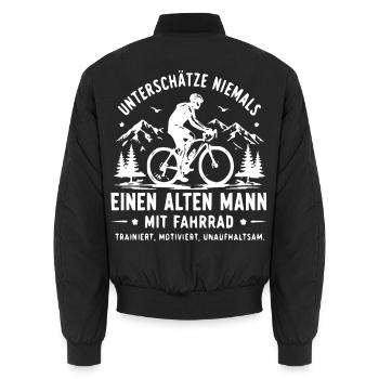 Radfahrer Altersweisheit Spruch - Unisex Bomberjacke - Schwarz - Hinten - AI Model Male 185 light (185cm)
