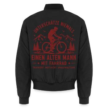 Alpenradfahrer Nie Unterschätzen - Unisex Bomberjacke - Schwarz - Hinten - AI Model Male 185 light (185cm)