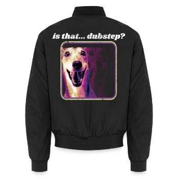 Funny Dubstep Dog - Rave Dubstep Festival - Unisex Bomber Jacket - black - Back - AI Model Male 185 light (185cm)