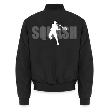 Squash - Unisex Bomber Jacket - black - Back - AI Model Male 185 light (185cm)