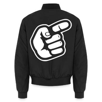 Direction pointée de la main avec le doigt - Bomber unisexe - noir - Dos - AI Model Male 185 light (185cm)