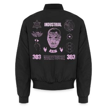 Grunge Techno – Industrial Hard Techno Hardcore - Unisex Bomberjacke - Schwarz - Hinten - AI Model Male 185 light (185cm)