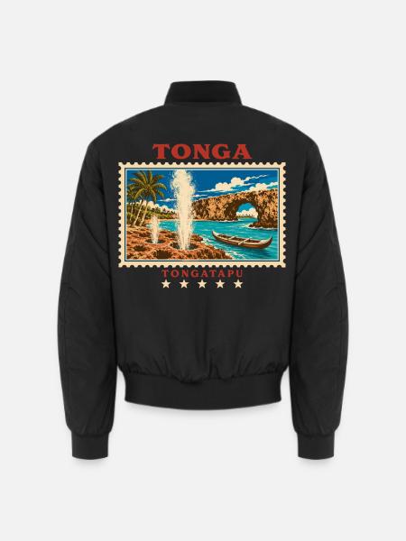 Tonga Tongatapu Vintage Reisemarke - Unisex Bomberjacke - Schwarz