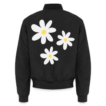 Fleurs blanches dans une élégance intemporelle - Bomber unisexe - noir - Dos - AI Model Male 185 light (185cm)