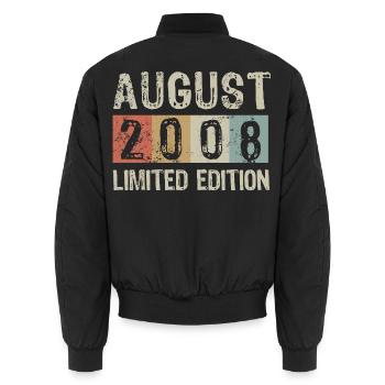 Limited Edition August 2008 Geburtstag Geschenk - Unisex Bomberjacke - Schwarz - Hinten - AI Model Male 185 light (185cm)