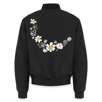 Guirlande florale - Bomber unisexe - noir - Dos - AI Model Male 185 light (185cm)