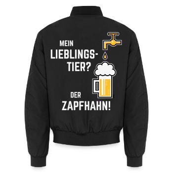 Mein Lieblingstier? Der Zapfhahn! (Bier / 3C) - Unisex Bomberjacke - Schwarz - Hinten - AI Model Male 185 light (185cm)