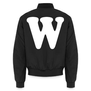 Imprimé grand style W | Lettre W | W Logo - Bomber unisexe - noir - Dos - AI Model Male 185 light (185cm)