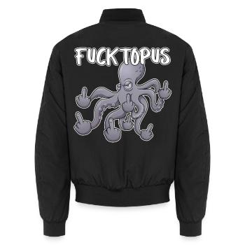 Fucktopuss – Frecher Oktopus Cartoon - Unisex Bomberjacke - Schwarz - Hinten - AI Model Male 185 light (185cm)