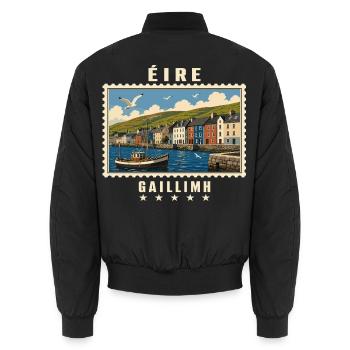 Irland Galway Vintage Reisemarke - Unisex Bomberjacke - Schwarz - Hinten - AI Model Male 185 light (185cm)