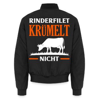 Grillmeister Geschenk Fleisch Wurst & Bier - Unisex Bomberjacke - Schwarz - Hinten - AI Model Male 185 light (185cm)